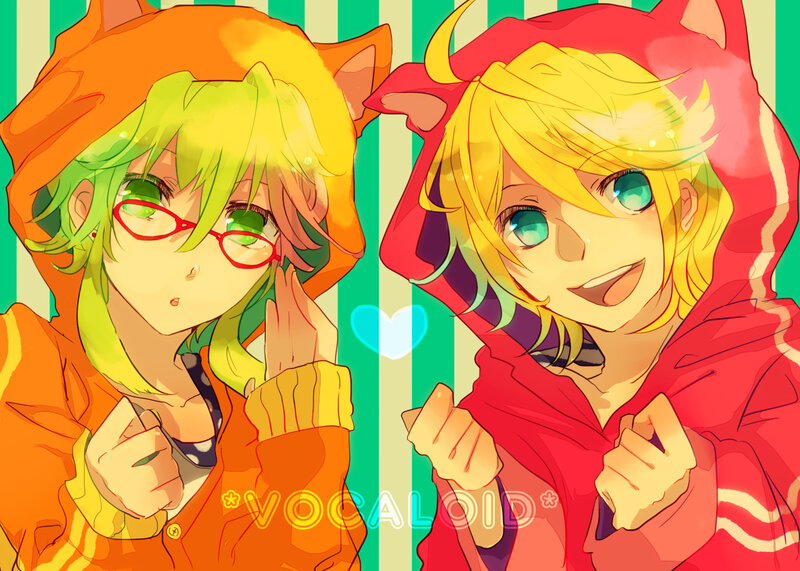 Two Anime Characters — Green, Playful, Hoodie