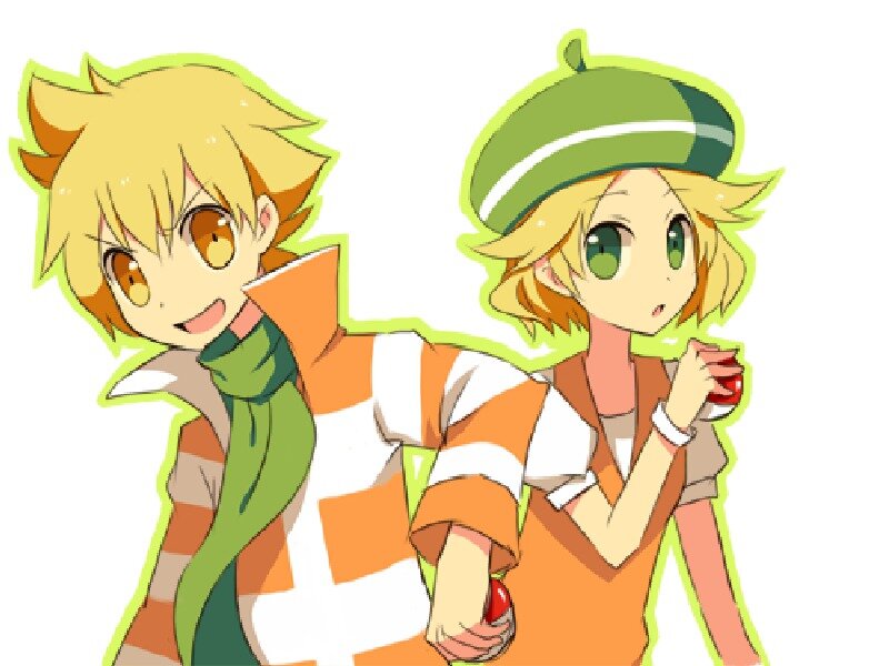 Two Anime Characters — Green, Playful, Scarf