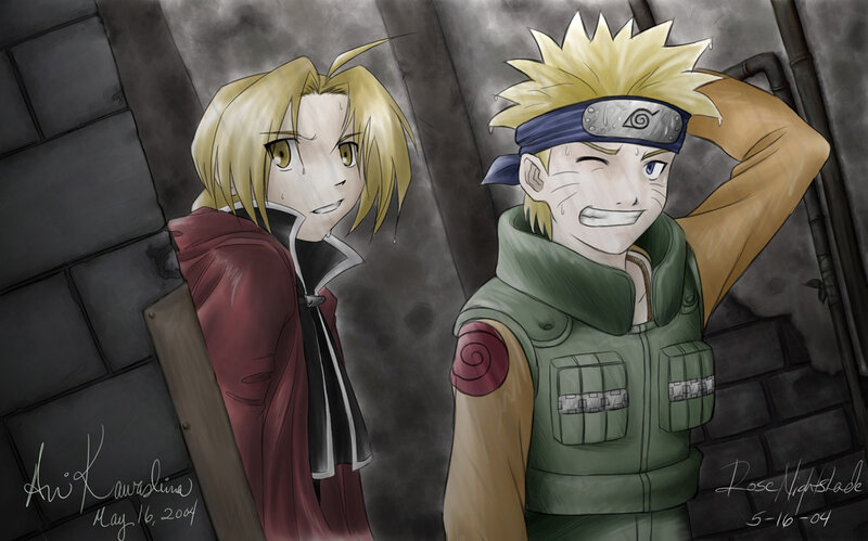 Two Anime Characters — Green, Playful
