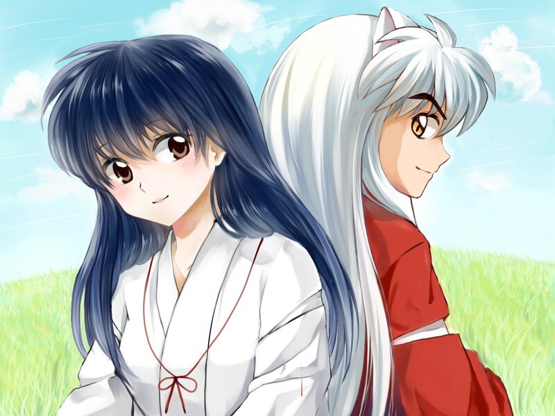 Two Anime Characters — Green, Serene, Afternoon, Grass Field