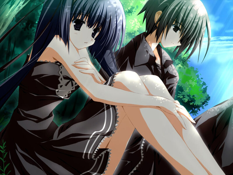 Two Anime Characters — Green, Serene, Afternoon