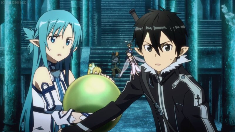 Two Anime Characters Holding a Sphere