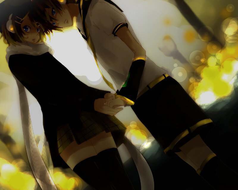 two anime characters holding hands
