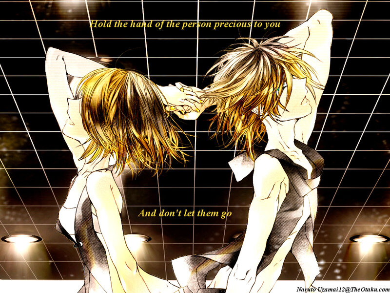 two anime characters holding hands