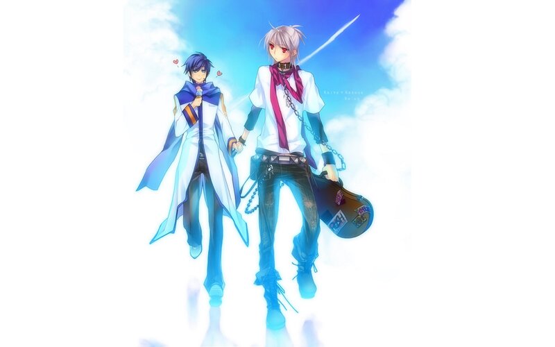 two anime characters holding hands