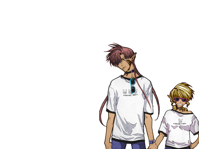 two anime characters holding hands