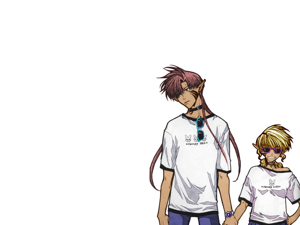 two anime characters holding hands