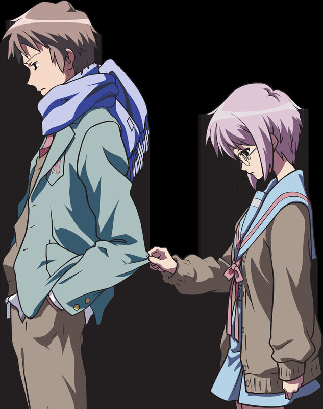 Two anime characters holding hands
