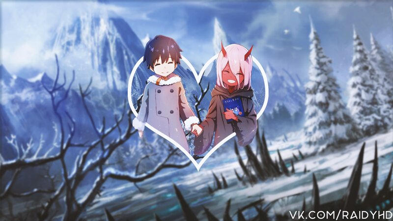 Two Anime Characters Holding Hands — Blue, Serene, Winter