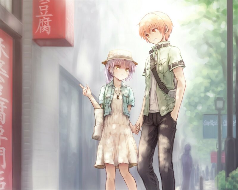 Two Anime Characters Holding Hands — Green, Calm