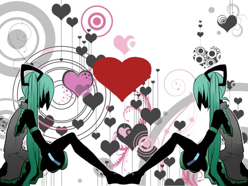 Two Anime Characters Holding Hands — Green