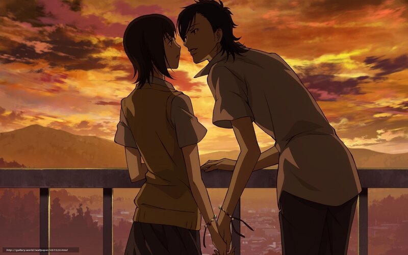 Two Anime Characters Holding Hands — Orange, Romantic