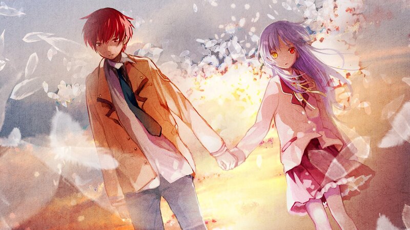 Two Anime Characters Holding Hands — Purple, Dreamy