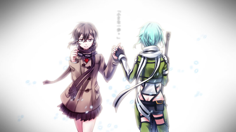Two Anime Characters Holding Hands — White, Calm