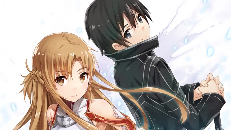 Two Anime Characters Holding Hands — White, Calm, Winter