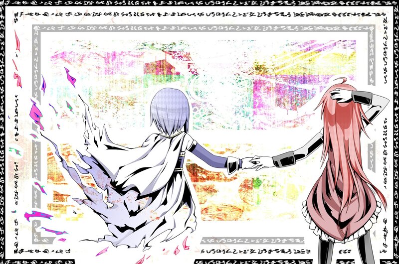 Two Anime Characters Holding Hands — White, Dramatic