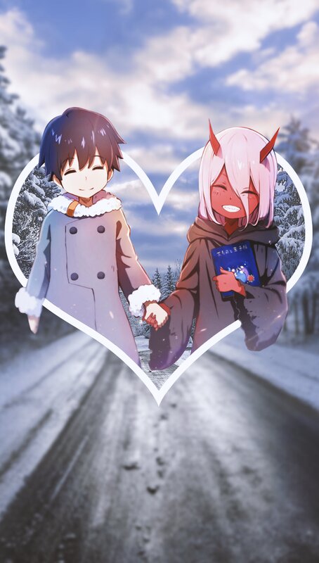 Two Anime Characters Holding Hands — White, Peaceful