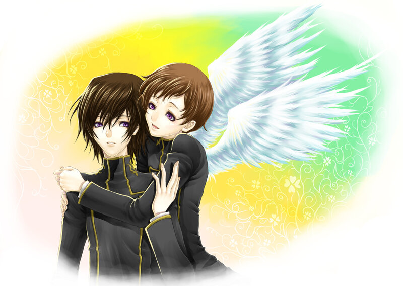 two anime characters hugging