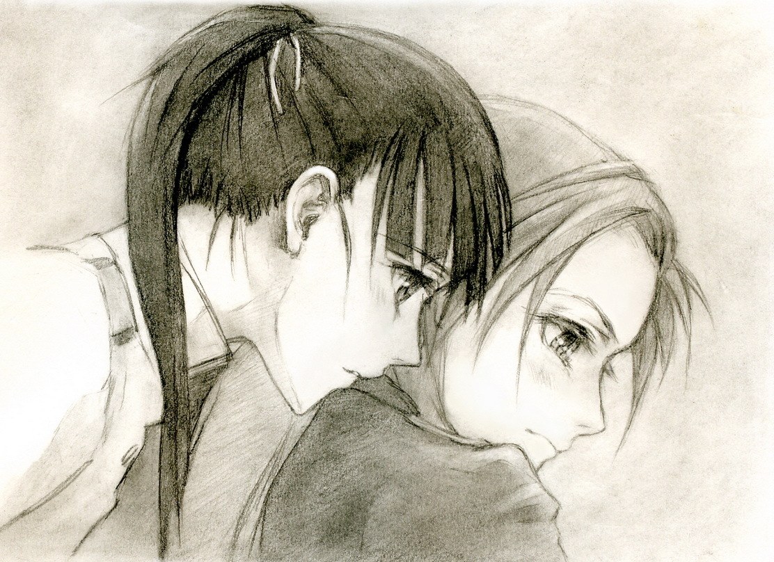 two anime characters hugging