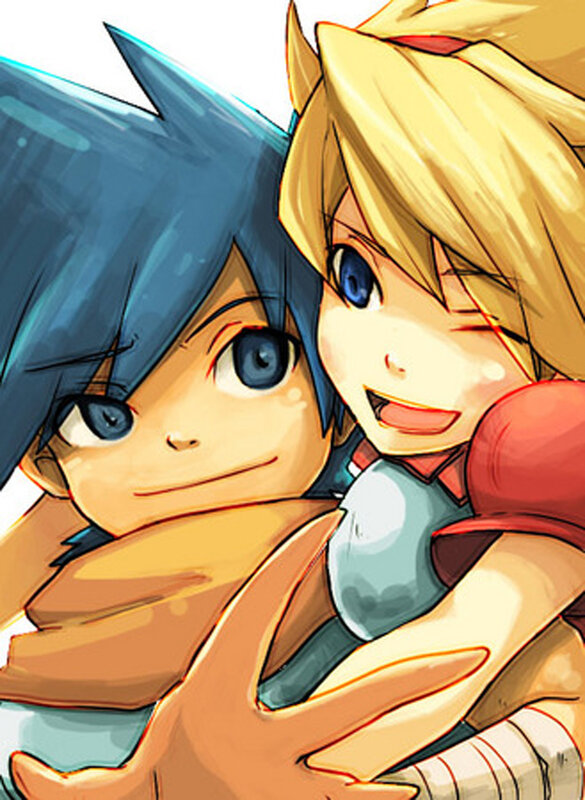 two anime characters hugging