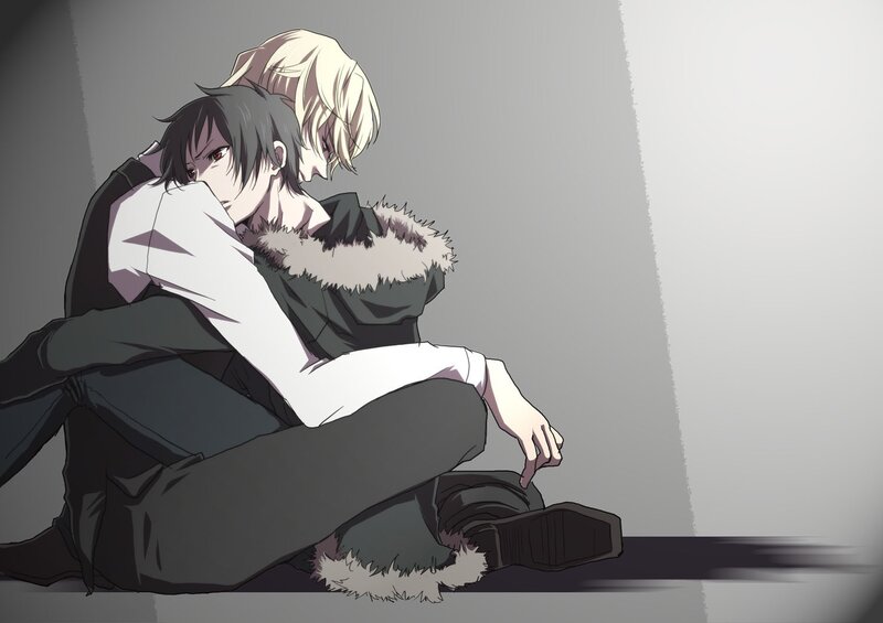 two anime characters hugging