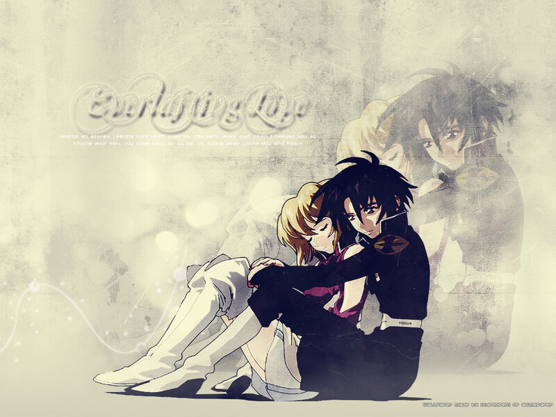 Two Anime Characters Hugging — Beige