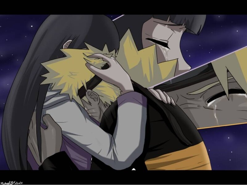 Two Anime Characters Hugging — Black, Dramatic, Night, Hug