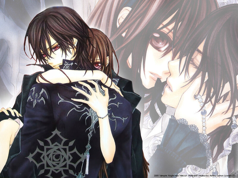 Two Anime Characters Hugging — Black, Dramatic