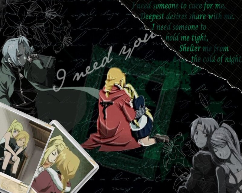 Two Anime Characters Hugging — Black, Melancholic