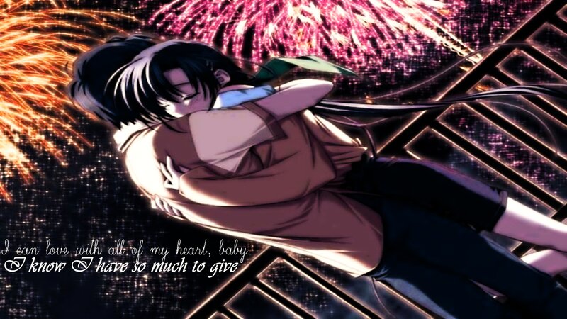 Two Anime Characters Hugging — Black, Romantic, Night