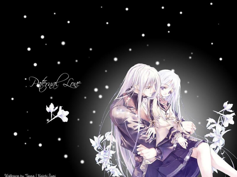 Two Anime Characters Hugging — Black, Romantic