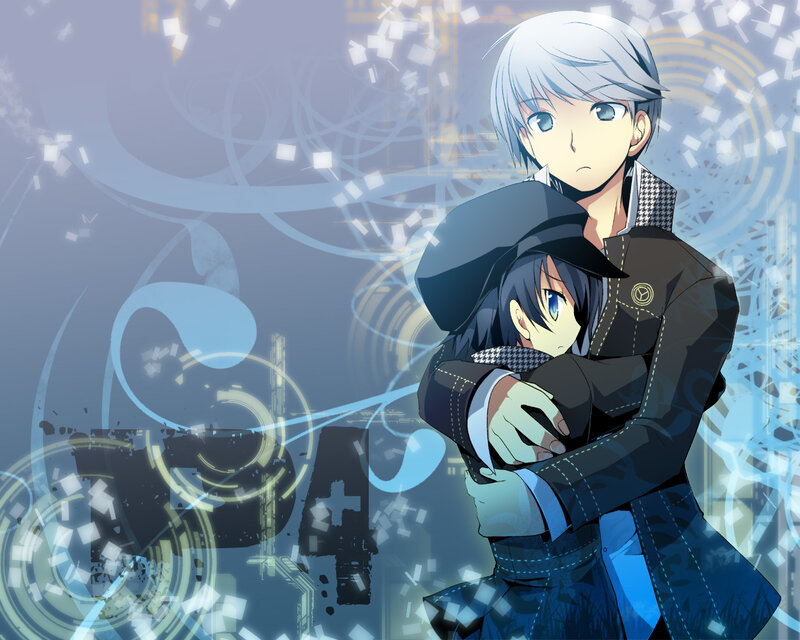 Two Anime Characters Hugging — Blue, Dramatic, Hug, Anime Art