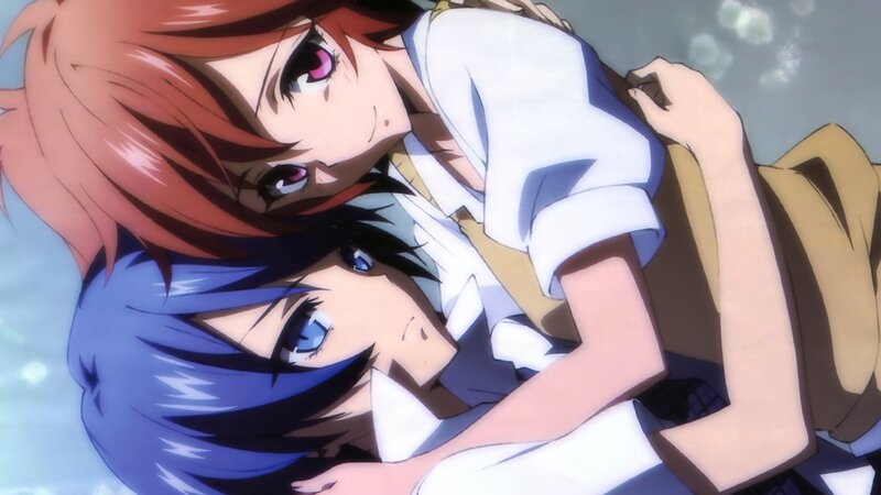 Two Anime Characters Hugging — Blue, Intimate