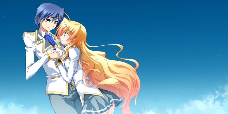 Two Anime Characters Hugging — Blue, Serene