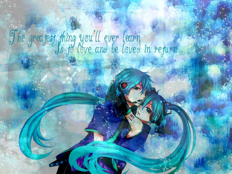 Two Anime Characters Hugging — Blue