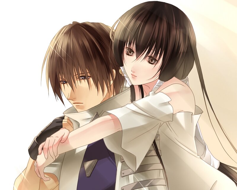 Two Anime Characters Hugging — Brown, Calm