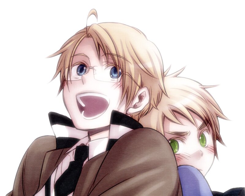 Two Anime Characters Hugging — Brown, Playful