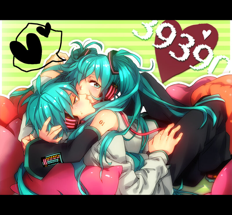 Two Anime Characters Hugging — Cyan, Affectionate