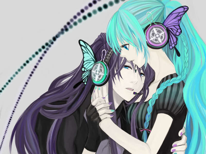 Two Anime Characters Hugging — Cyan