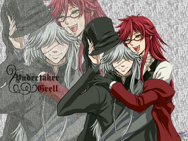Two Anime Characters Hugging — Gray, Playful
