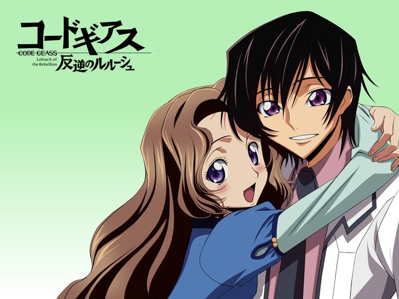Two Anime Characters Hugging — Green, Affectionate, Hug, Purple Eyes