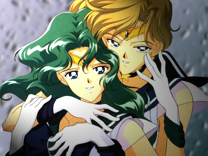 Two Anime Characters Hugging — Green, Dramatic, Green Hair