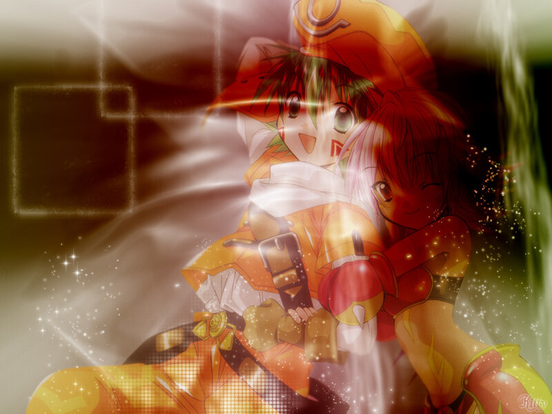 Two Anime Characters Hugging — Orange, Dramatic