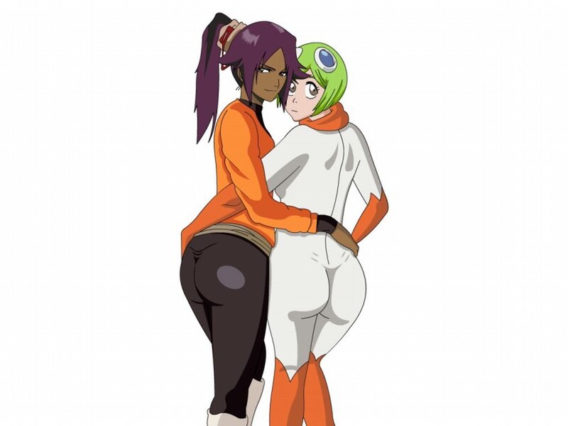 Two Anime Characters Hugging — Orange, Neutral