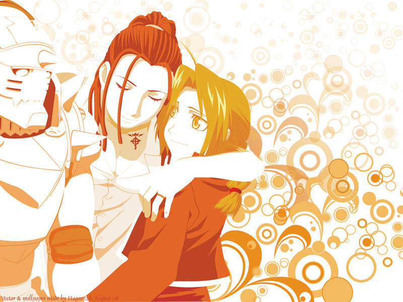 Two Anime Characters Hugging — Orange, Warm