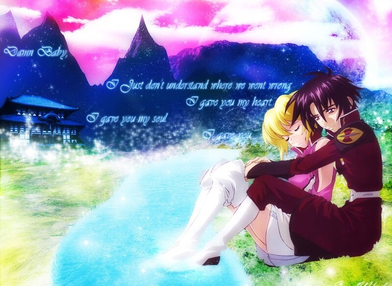 Two Anime Characters Hugging — Pink, Dramatic