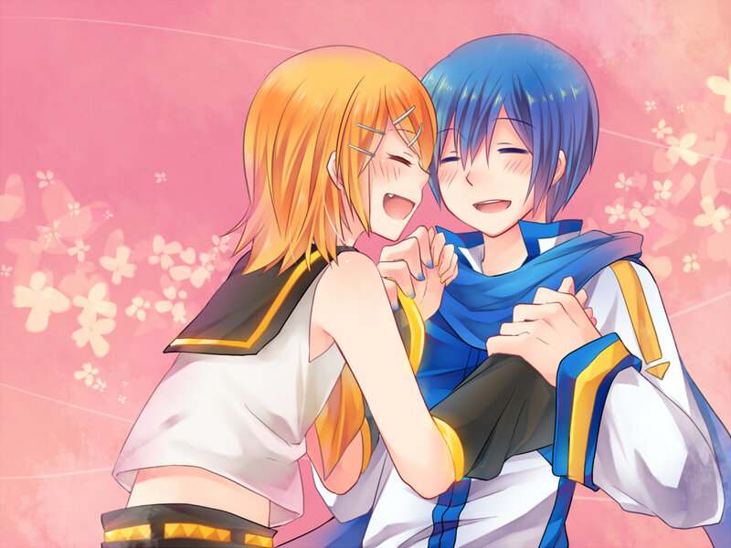 Two Anime Characters Hugging — Pink, Happy, Affectionate