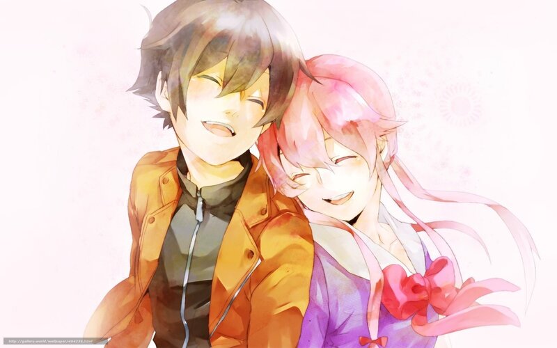 Two Anime Characters Hugging — Pink, Happy, Jacket