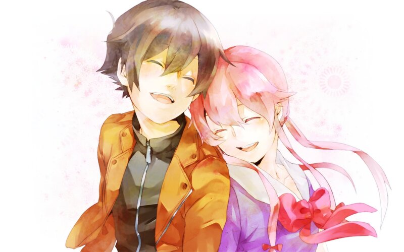 Two Anime Characters Hugging — Pink, Happy