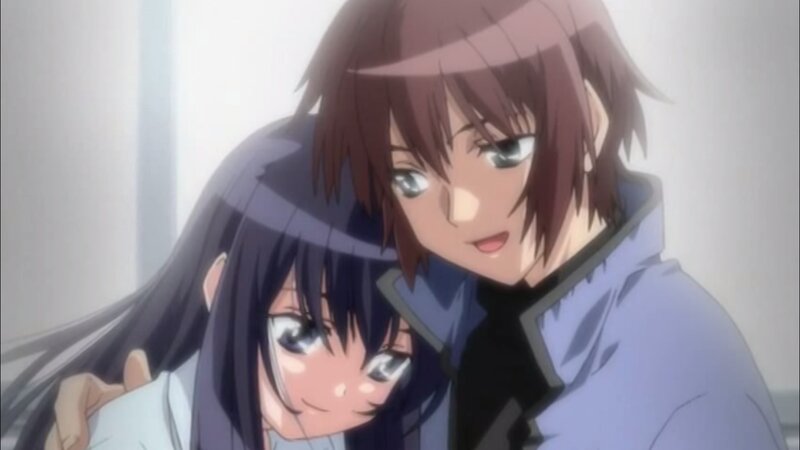 Two Anime Characters Hugging — Purple, Intimate, Hug
